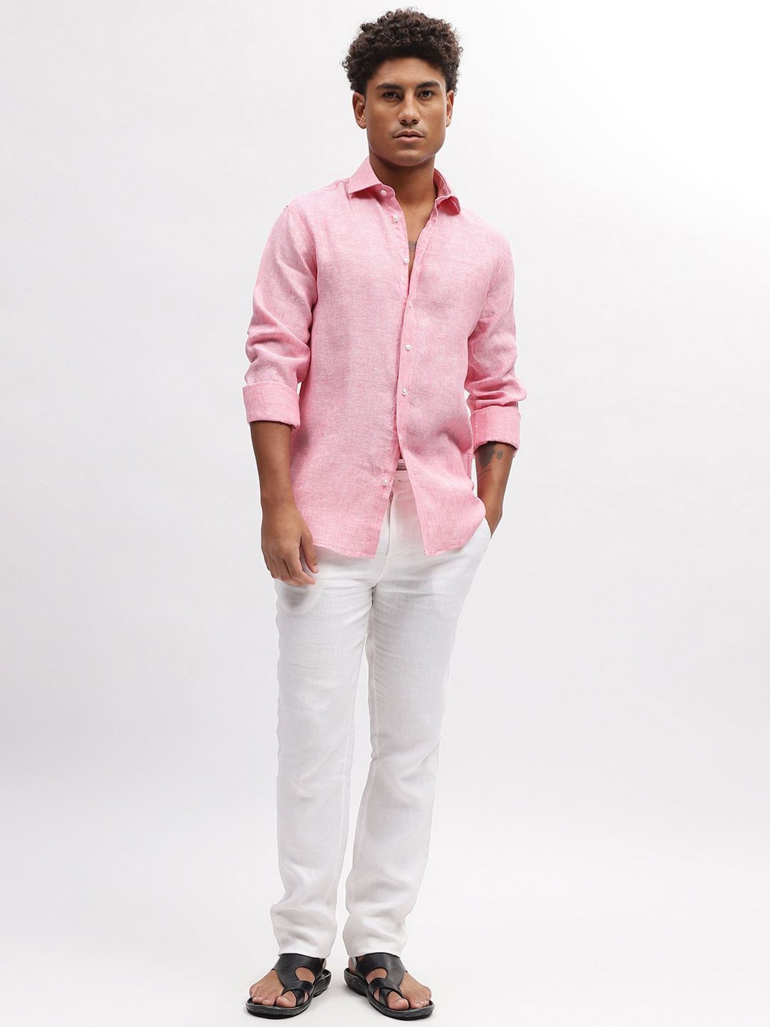 Bruun & Stengade Pink Linen Slim Fit Shirt