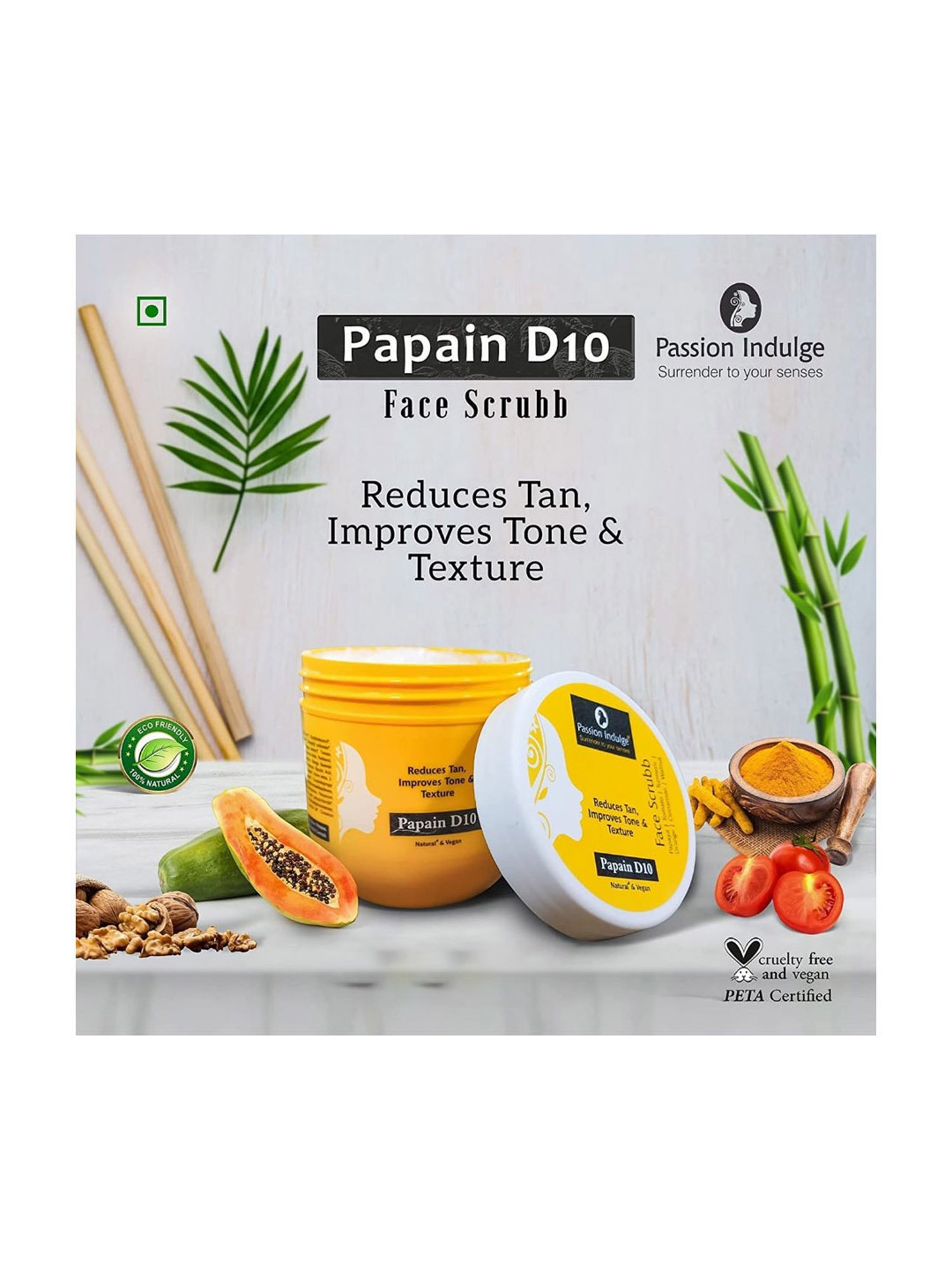 Passion Indulge Natural Papain D10 Face Scrub - 200 gm