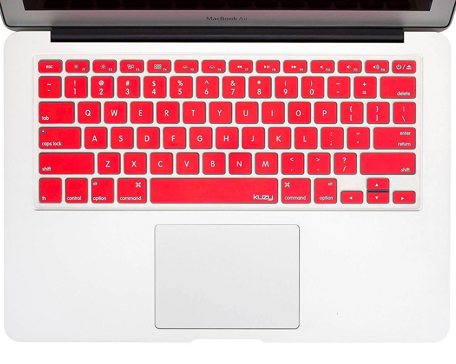 Kuzy RED Keyboard Cover Silicone Skin for MacBook Pro 13" 15" 17" (with or w/out Retina Display) iMac and MacBook Air 13" - Red