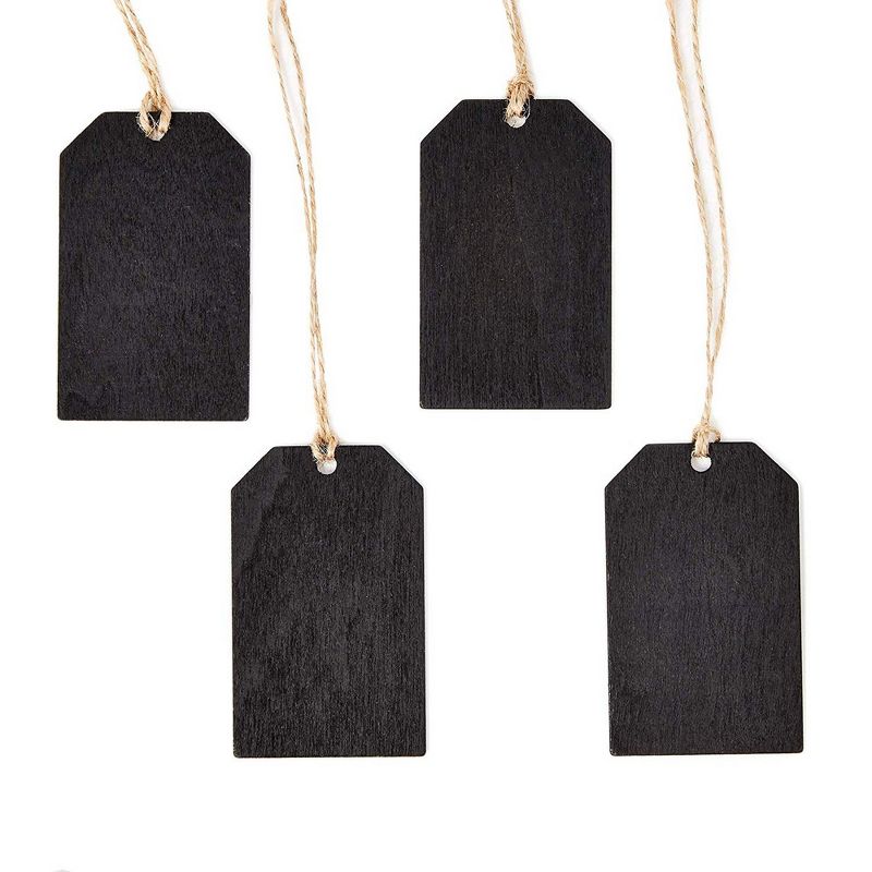 Genie Crafts 24-Pack Wooden Tag Labels with String for Gifts, Mason Jars, Arts and Crafts, 6 Designs 3x2 in