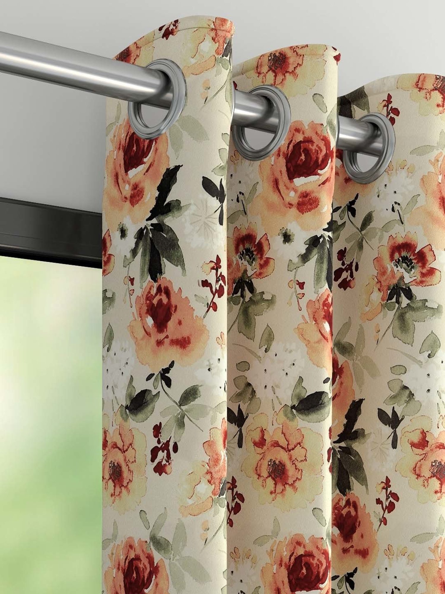 DDECOR Live Beautiful Orange Polyester 9 ft Long Door Curtain