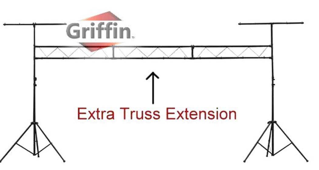 Light Truss Stand System by GRIFFIN | I-Beam Trussing Set & DJ Booth Platform Kit | Hanging Mount Lighting Package for Music Gear, PA Speakers, Can Lights | T-Bar Extension for Portable Audio Stage