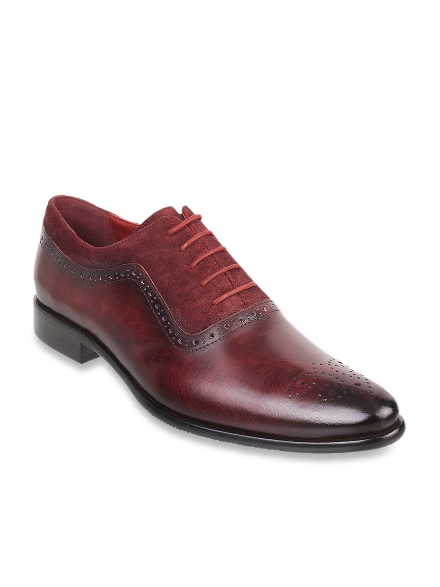 J. Fontini by Mochi Men's Maroon Shoe Lace-up
