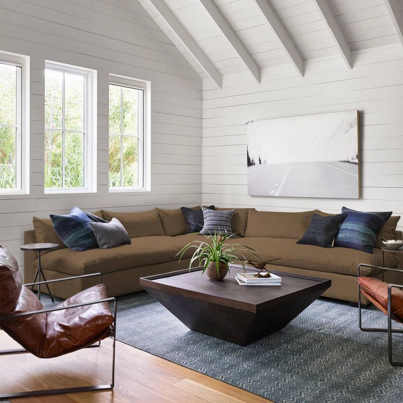 36" Square Shape Acacia Wood Coffee Table with Trapezoid Base Brown - The Urban Port