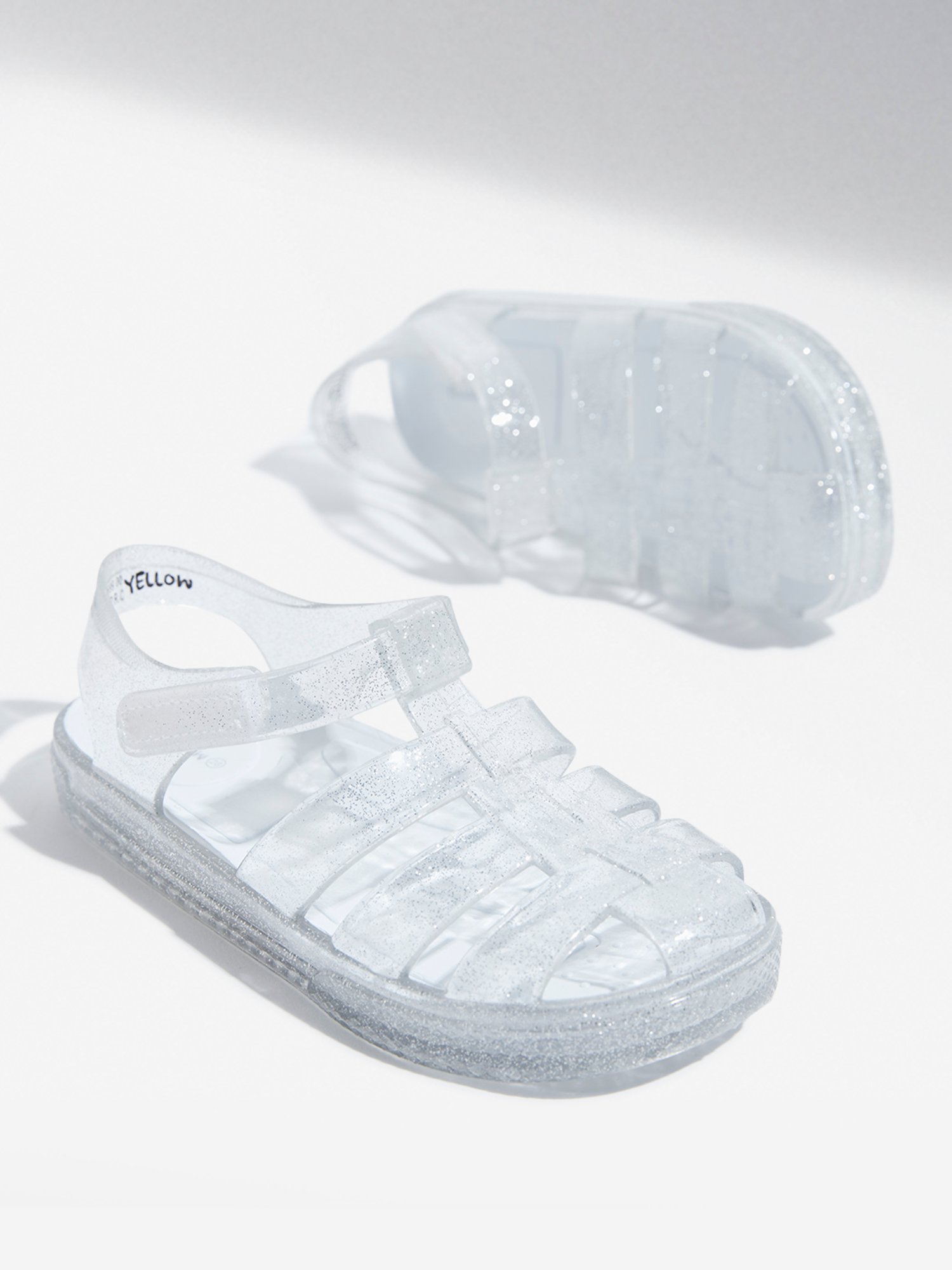 Yellow by Westside Silver Shimmer Vinyl Multi-Strap Sandals