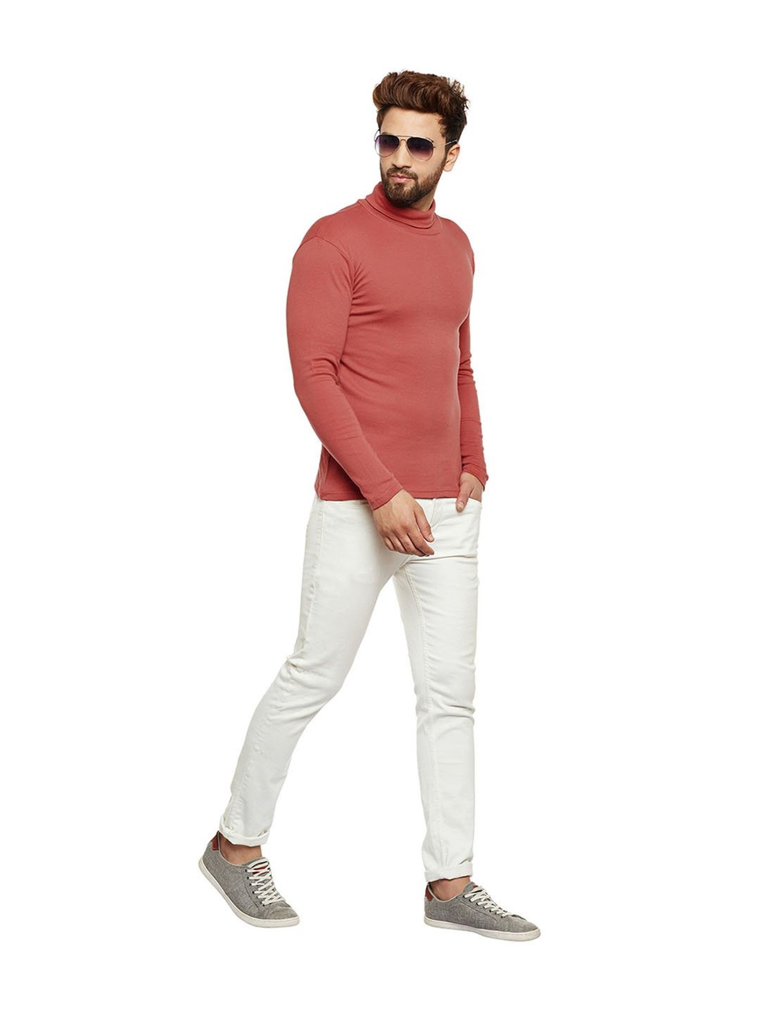 Hypernation Rust Regular Fit Full Sleeves T-Shirt