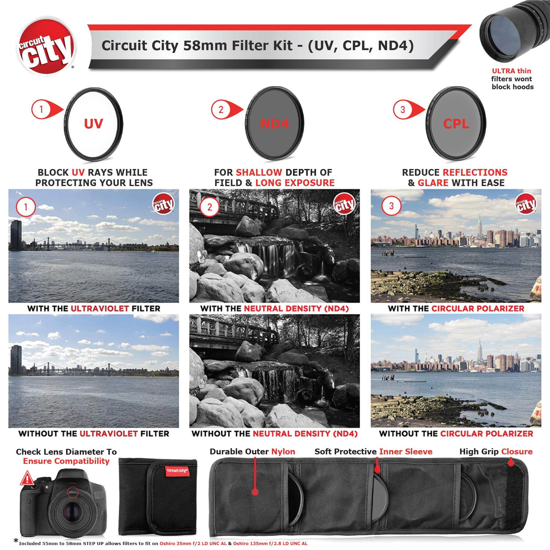 Oshiro 135mm f/2.8 LD UNC AL Telephoto Full Frame Prime Lens for Canon Digital SLR Cameras Bundle with Oshiro 35mm f/2 LD UNC AL Wide Angle Full Frame Prime Lens and Accessories (9 Items)