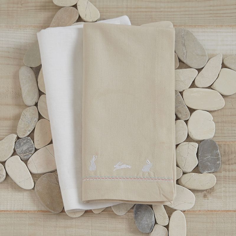 Split P Bunny Embroidered Napkin Set - Pebble