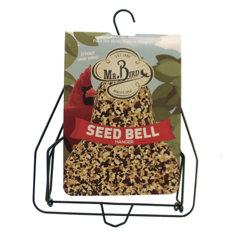 Home & Garden 7.5" Golden Safflower Bell & Hanger Bird Set/3 Cardinal Feeding Mr Bird  -  Bird And Wildlife Food