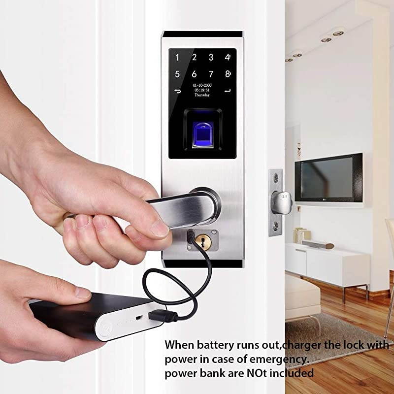 Fingerprint Door Lock, Stainless Steel Keyless Entry Door Lock, Biometric Door Lock, Keyless Door Lock, Keypad Door Lock, Digital Smart Door Lock, Keypad Entry Door Lock(Left-Handle