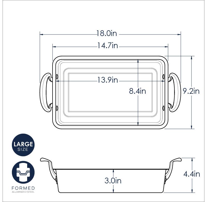 T-fal Simply Cook Nonstick Cookware, Roaster with Rack, 15", Gray