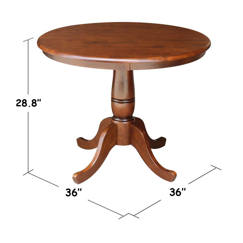 3pc 36" Round Top Pedestal Table with 2 Chairs Dining Sets Espresso - International Concepts
