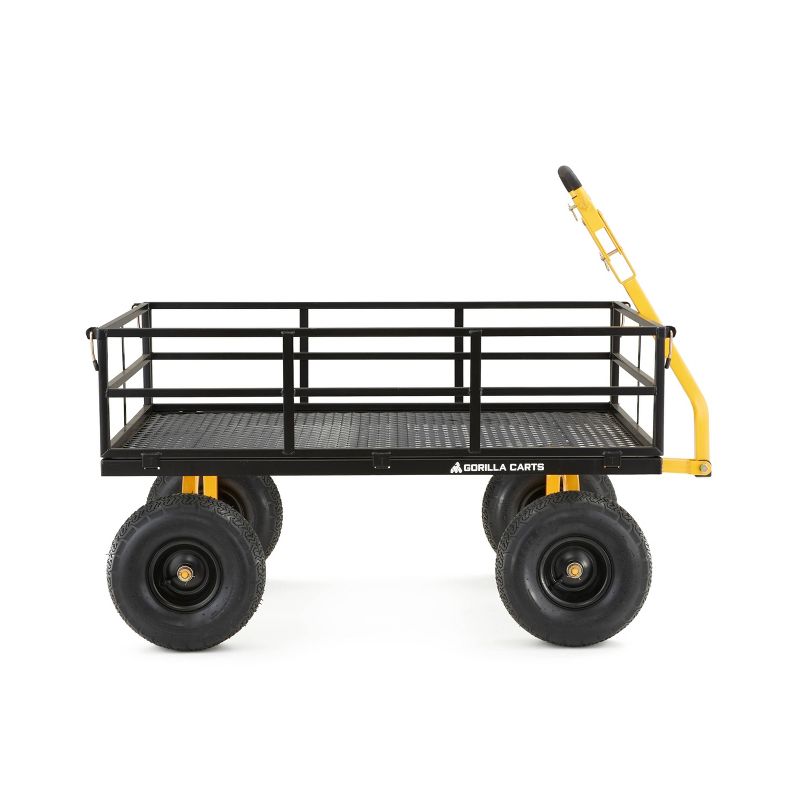 Gorilla Carts Extra Heavy Duty Steel Utility Cart with Removable Sides and Pneumatic Tires Capacity