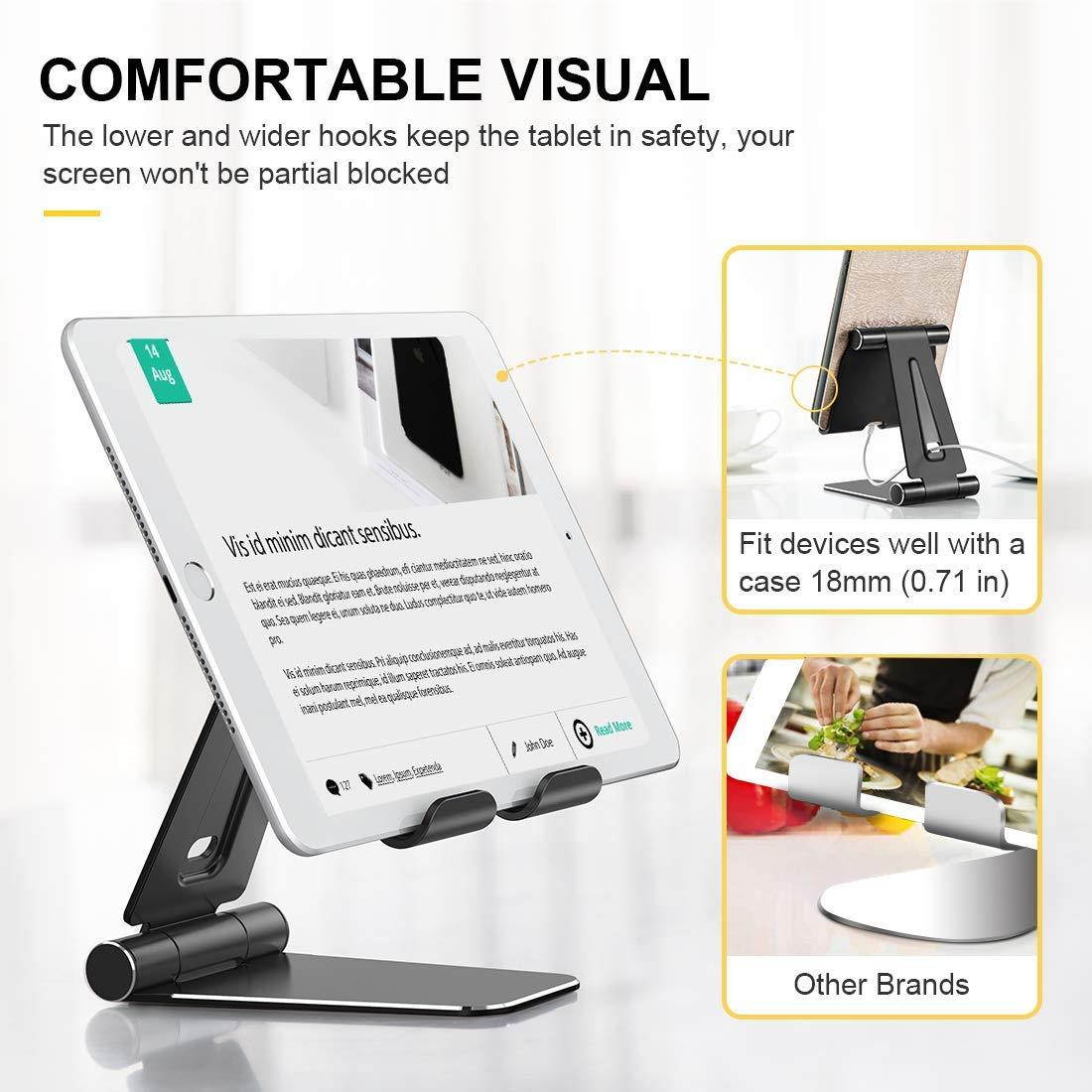 Humixx Tablet Stand, Dual Adjustable Phone Stand [Sturdy No-Slip/Shaking] Foldable Holder Dock Compatible with iPad Pro 12.9 Mini Air Samsung Galaxy Kindle Fire Nintendo Switch Pad 4-13 Inch Tablets