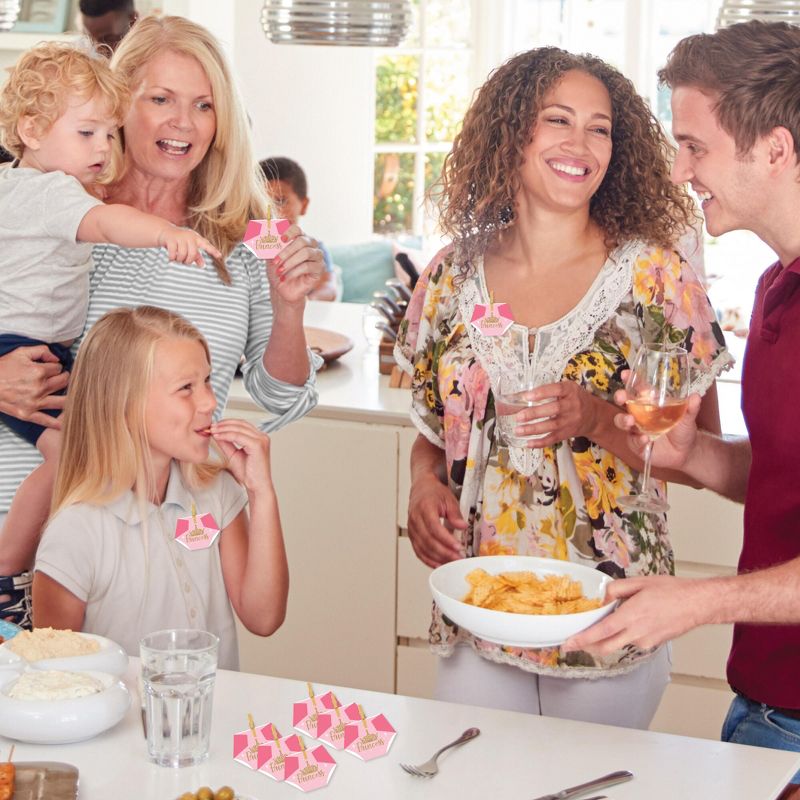 Big Dot of Happiness Little Princess Crown - Pink and Gold Princess Baby Shower Conversation Starter - 2-in-1 Dirty Diaper Game - Set of 24