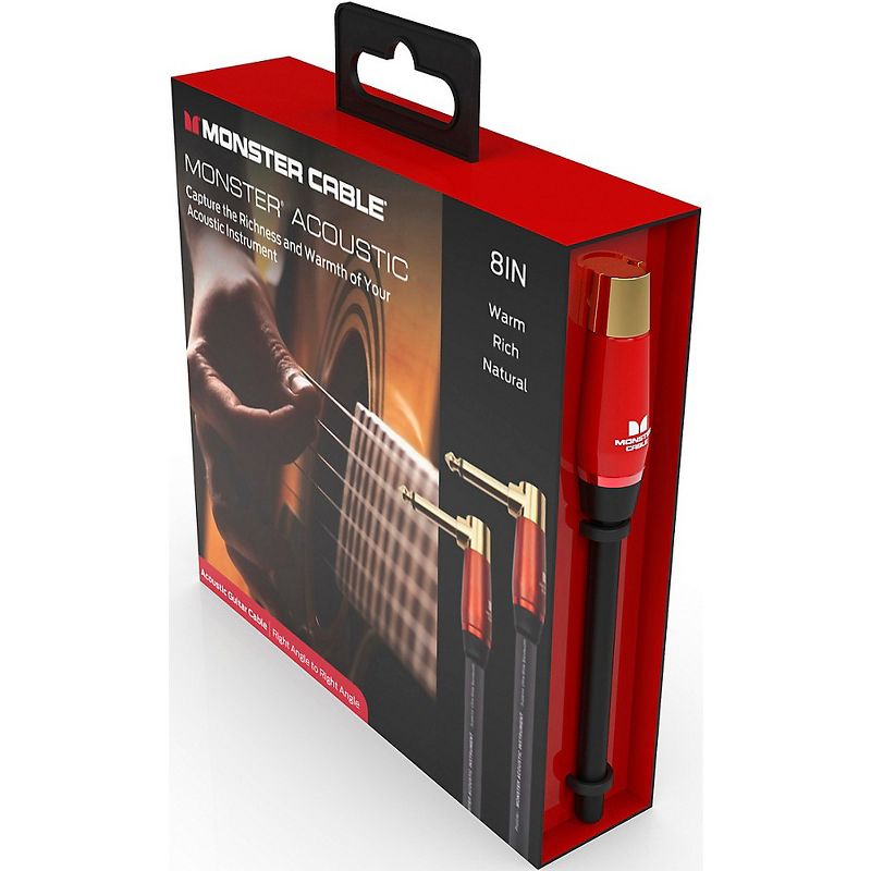 Monster Cable Prolink Acoustic Pro Audio Instrument Cable, Right Angle to Right Angle 8 in. Black