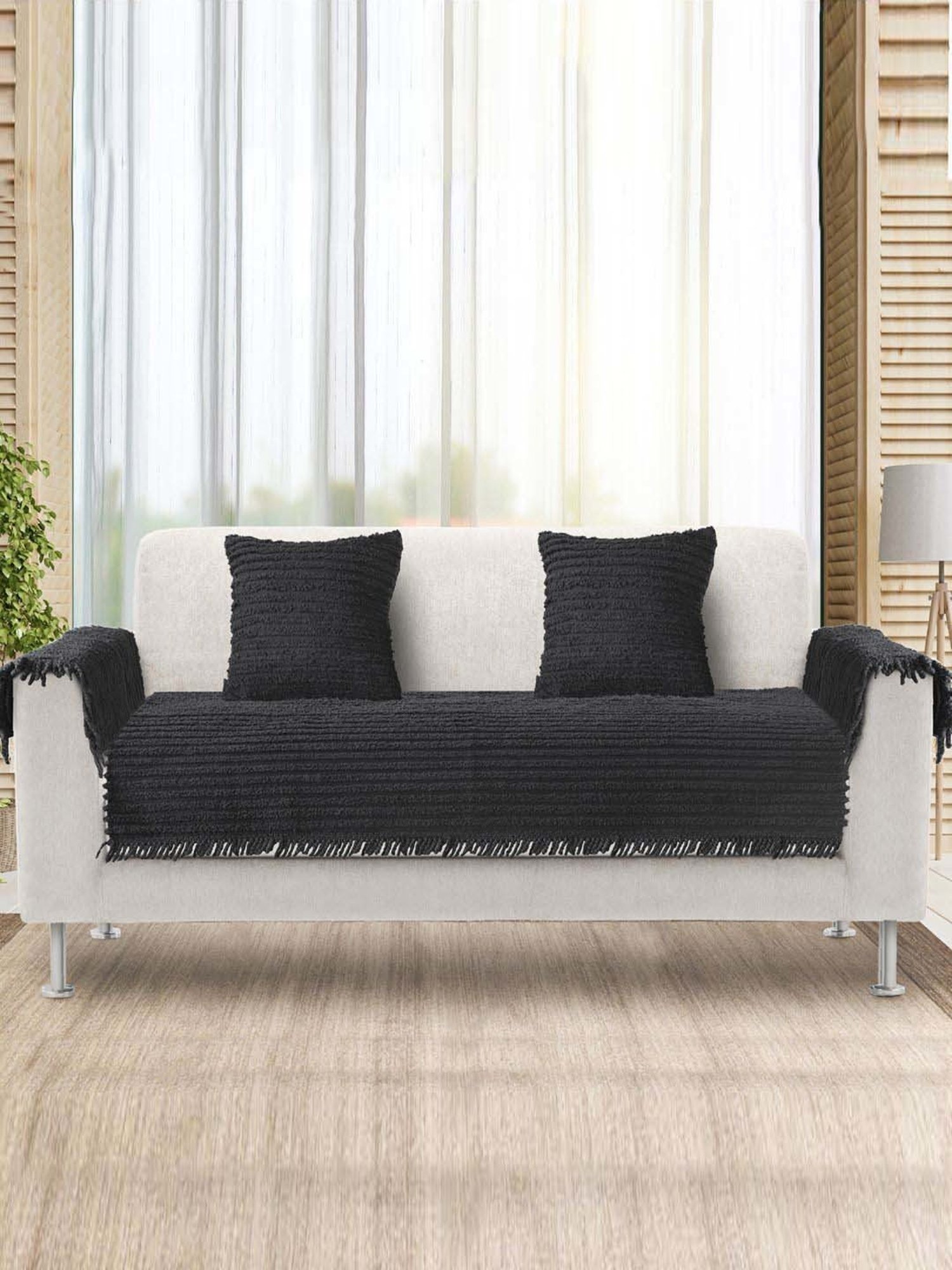 MODERN HOMES White Cotton Hand-Knotted Curtain Ropes - Set of 2