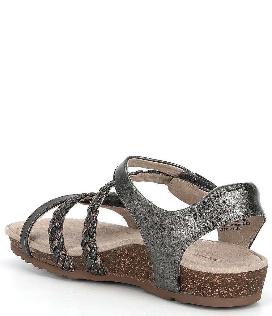 Aetrex Jillian Braided Leather Cork Wedge Sandals