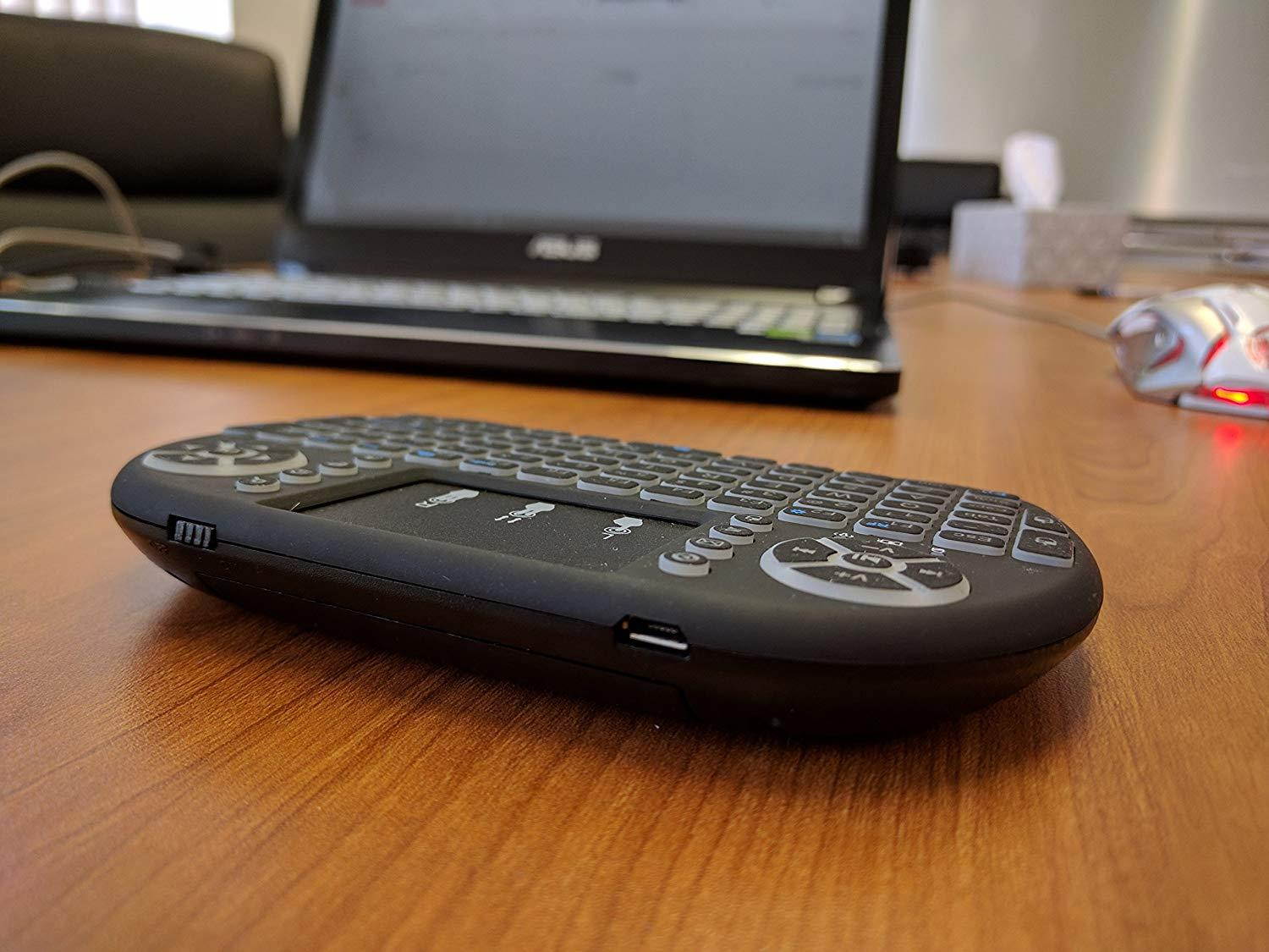 OEM (US Version) FMKRFL1-US32 Mini Wireless Keyboard with Touchpad Mouse 2.4GHz Remote Controller Rechargeable Combos for Google Android Box, Pc, Pad, Smart TV Player, Black