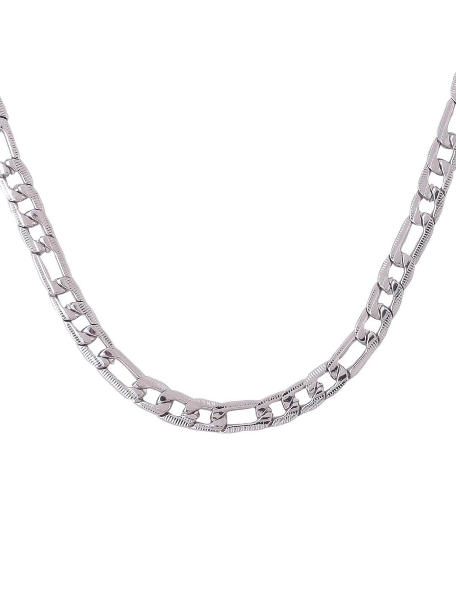 NVR Rhodium-Plated Stainless Steel Bohemian Chain for Men