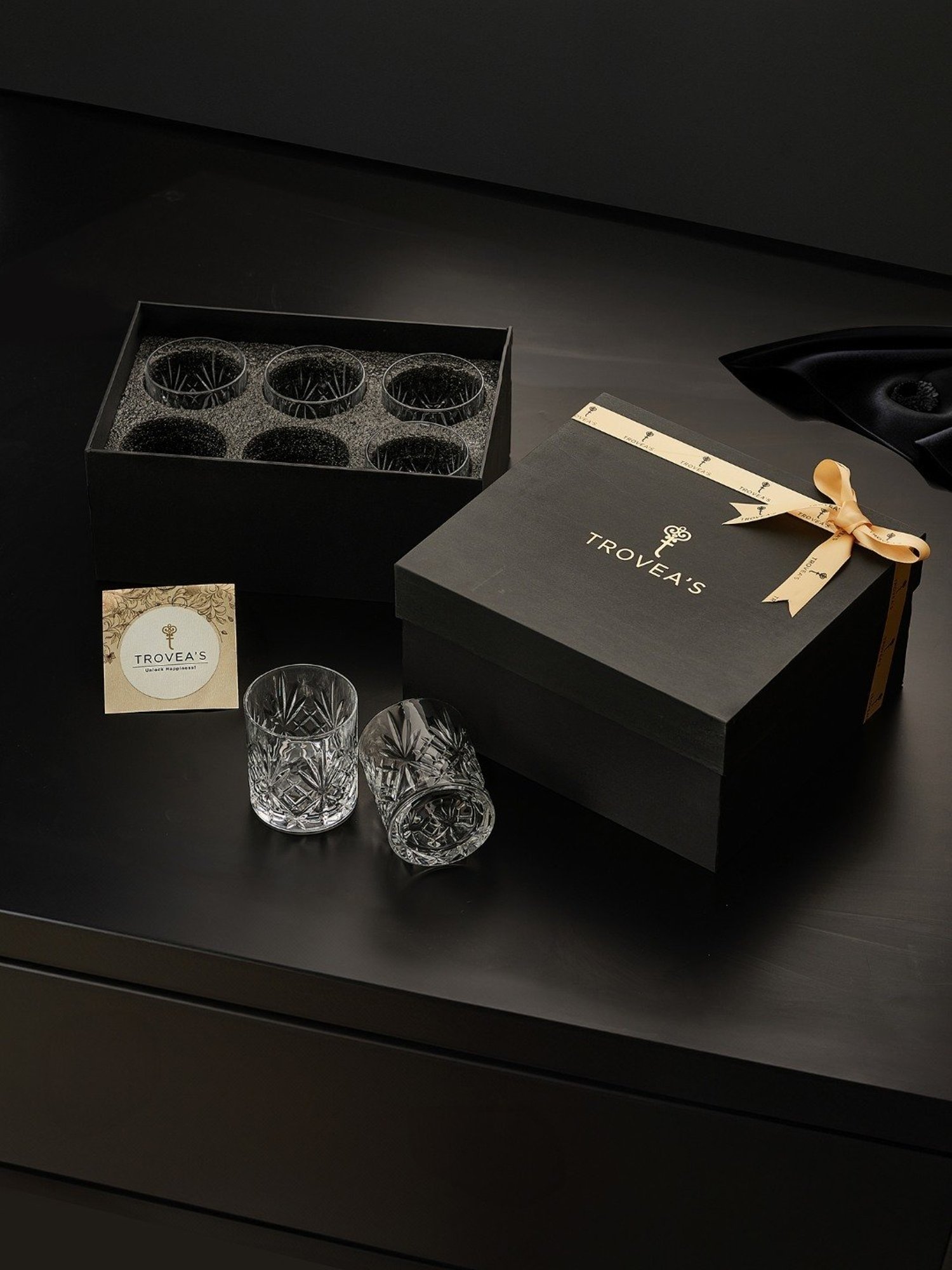 Trovea's Crystal Swords Italian Crystal Transparent Glass Whiskey Glass - Set of 6