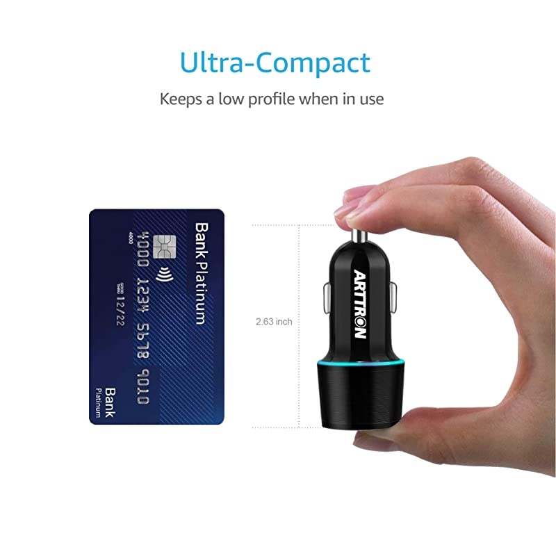 USB Car Charger  USB Car Quick Charger 30 with Charging Cable C Type Retractable 2 in 1 USB PD QC 30 car ChargerPower Delivery Dual USB Port Flush Mount Slim Fast Charge car Adapter