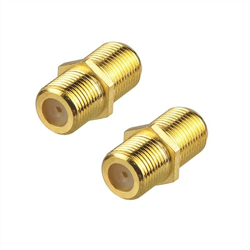 2Pack FType Coaxial RG6 Cable Connector Gold PlatedCable Extension Adapter Connects Two Coaxial Video Cables