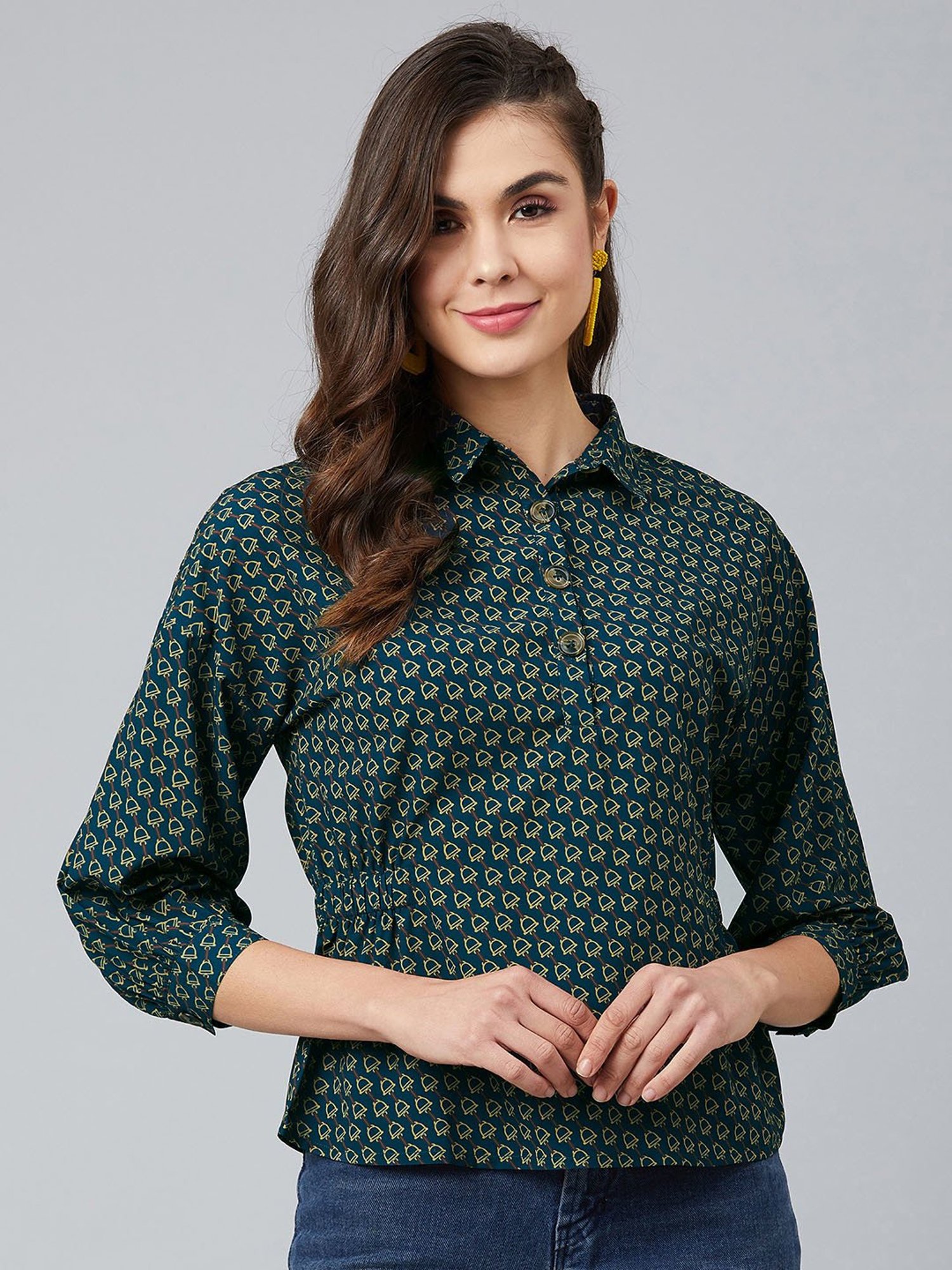 Marie Claire Green Printed Top