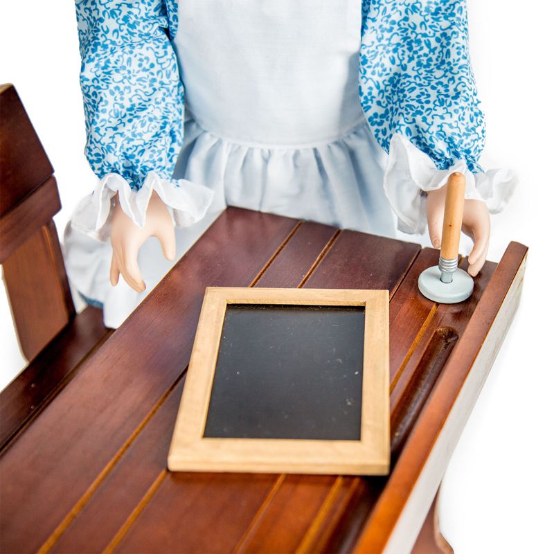 Little House Antique Style School Desk, Ink Wells & Pens Fits Two 18" Dolls