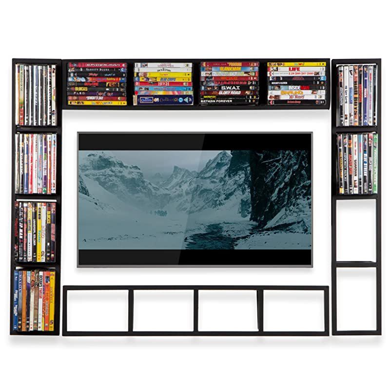 Have Space Wall Mount 34 Inch Media Storage Rack CD DVD Organizer Metal Floating Shelf Set of 5 Black