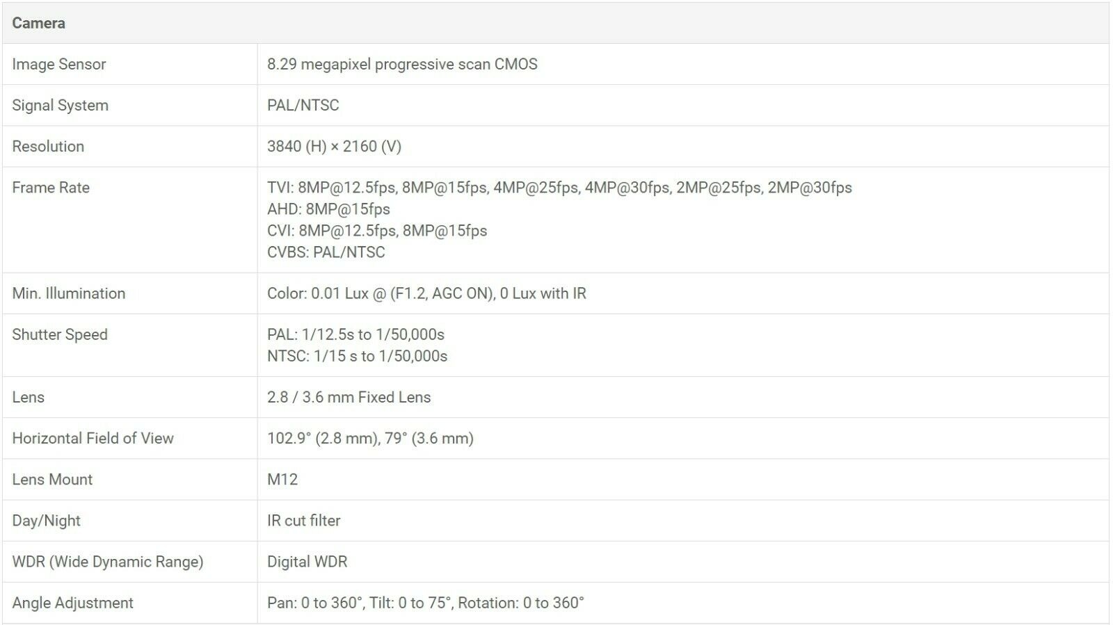 Eyemax Magic series TIU G8032 8MP 4K UHD Outdoor IR Turret Camera, IP67, Metal Body 3.6mm 12V DC