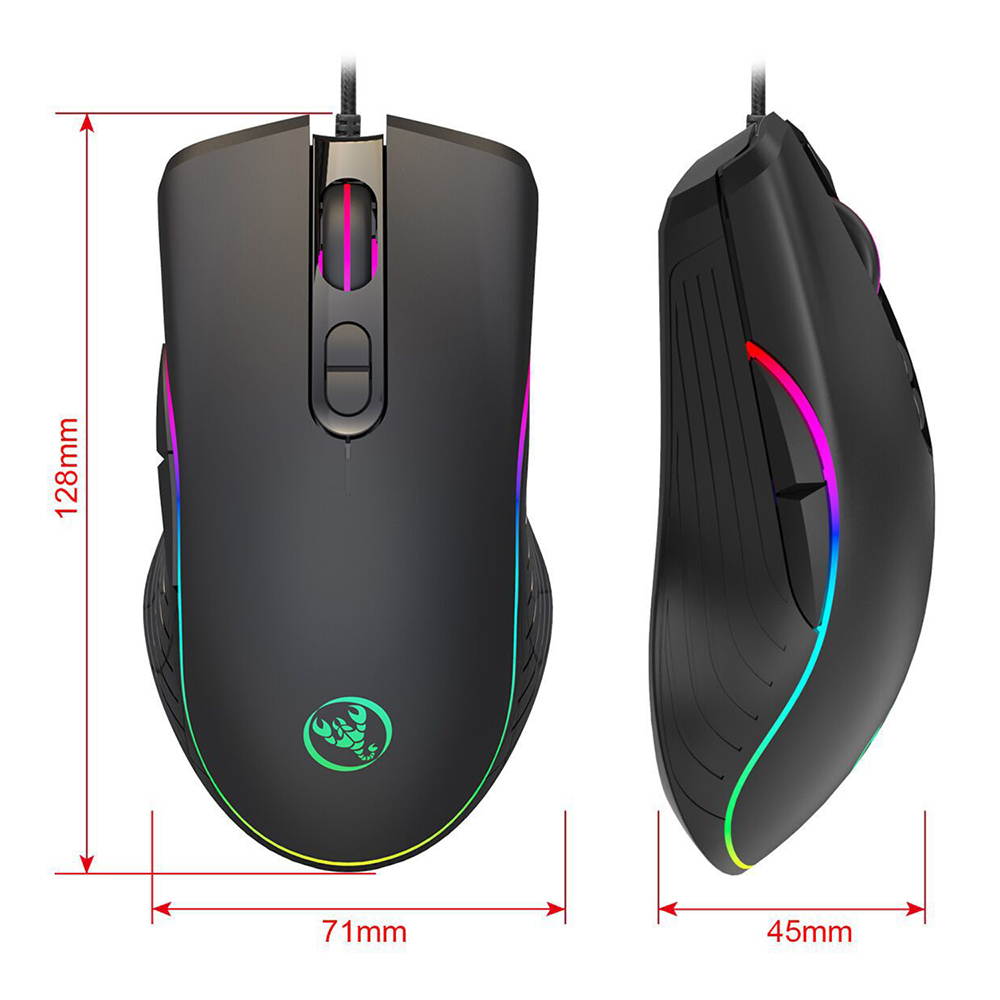 RGB Gaming Mouse, 6400 dpi, Ergonomic Hand Grips, RGB Backlit Optical Wired Gaming Mouse 7 Programmable Buttons