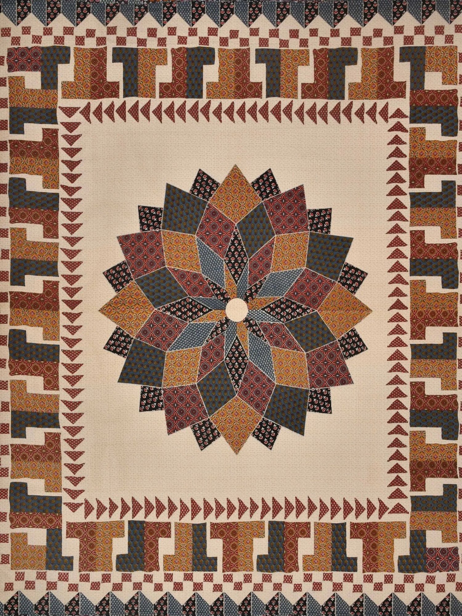 Living Roots Block print Brown 150 TC Cotton Bedsheet with 2 Pillow Covers