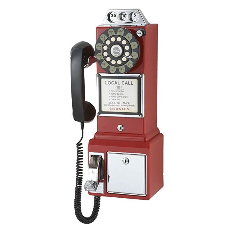 CR56-RE 1950's Payphone with Push Button Technology, Red