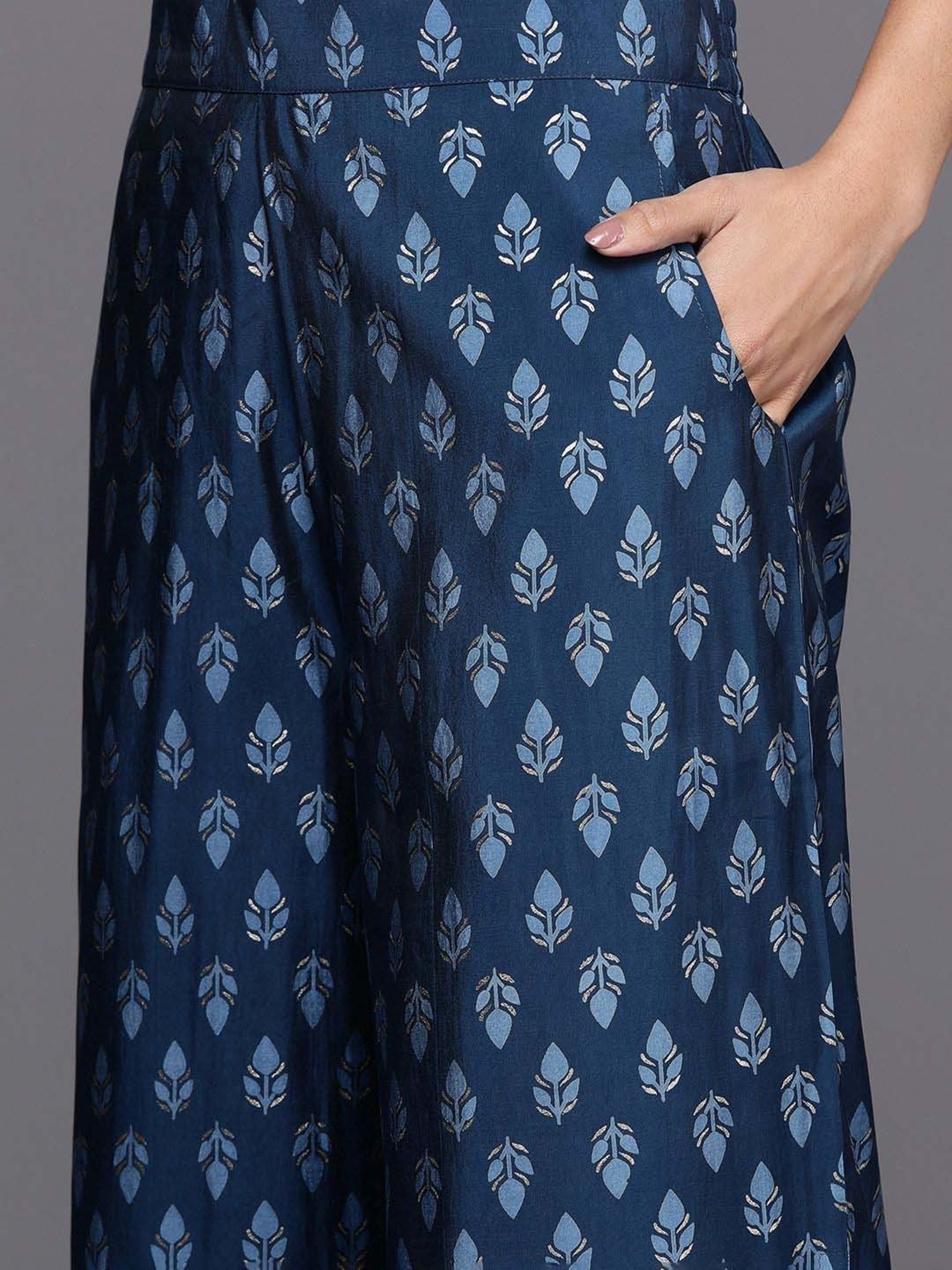 Libas Blue Printed Kurta Palazzo Set With Dupatta