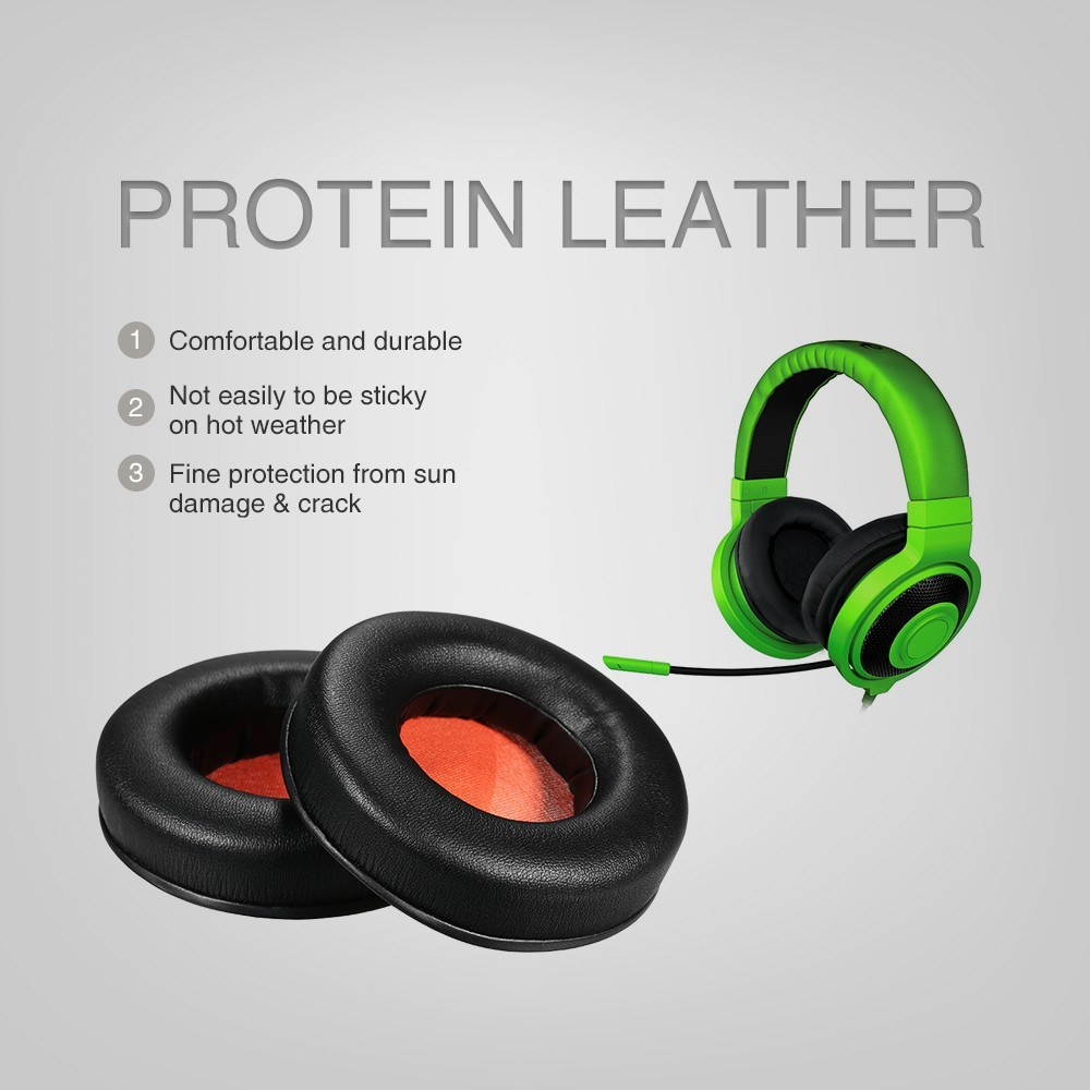 Replacement Memory Ear Pad Protein Leather Around Ear Cups Cushion Cover for Razer Kraken Gaming Headphones