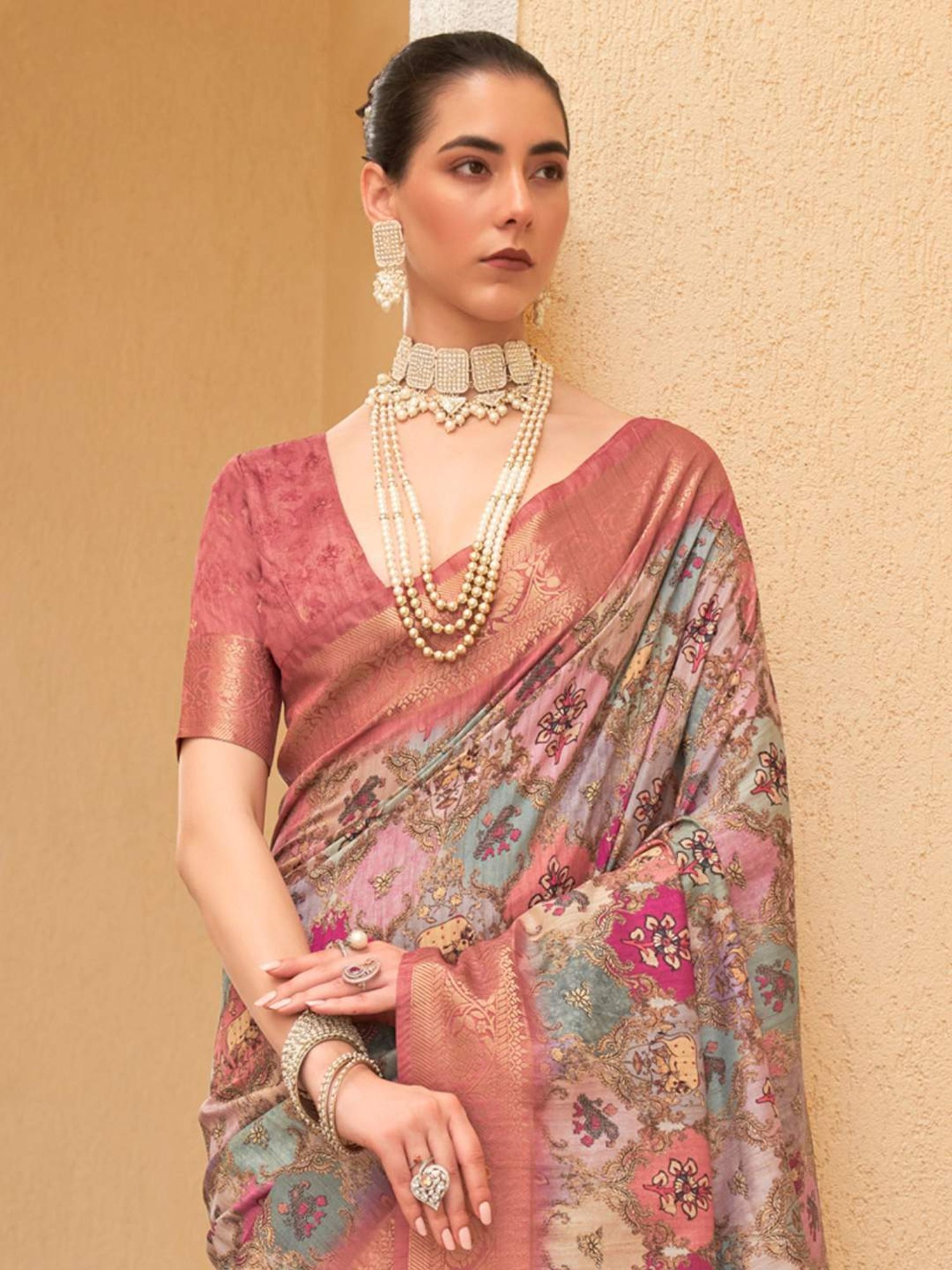 Saree Mall Pink Silk Woven Saree With Unstitched Blouse