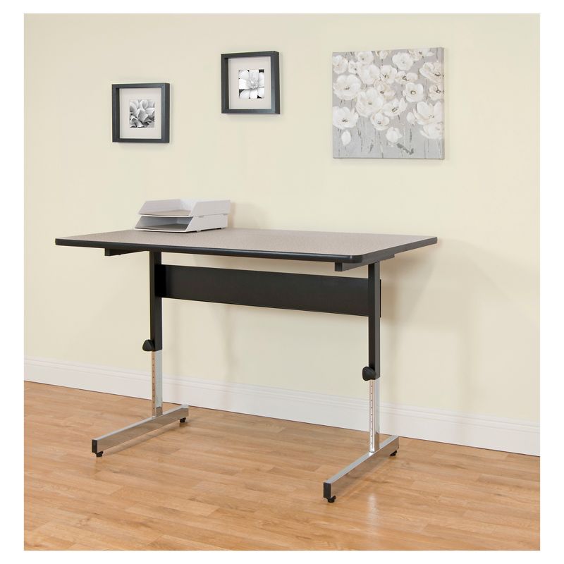 47.5" Canvas & Color Adjustable All Purpose Desk Black/Gray - Calico Designs