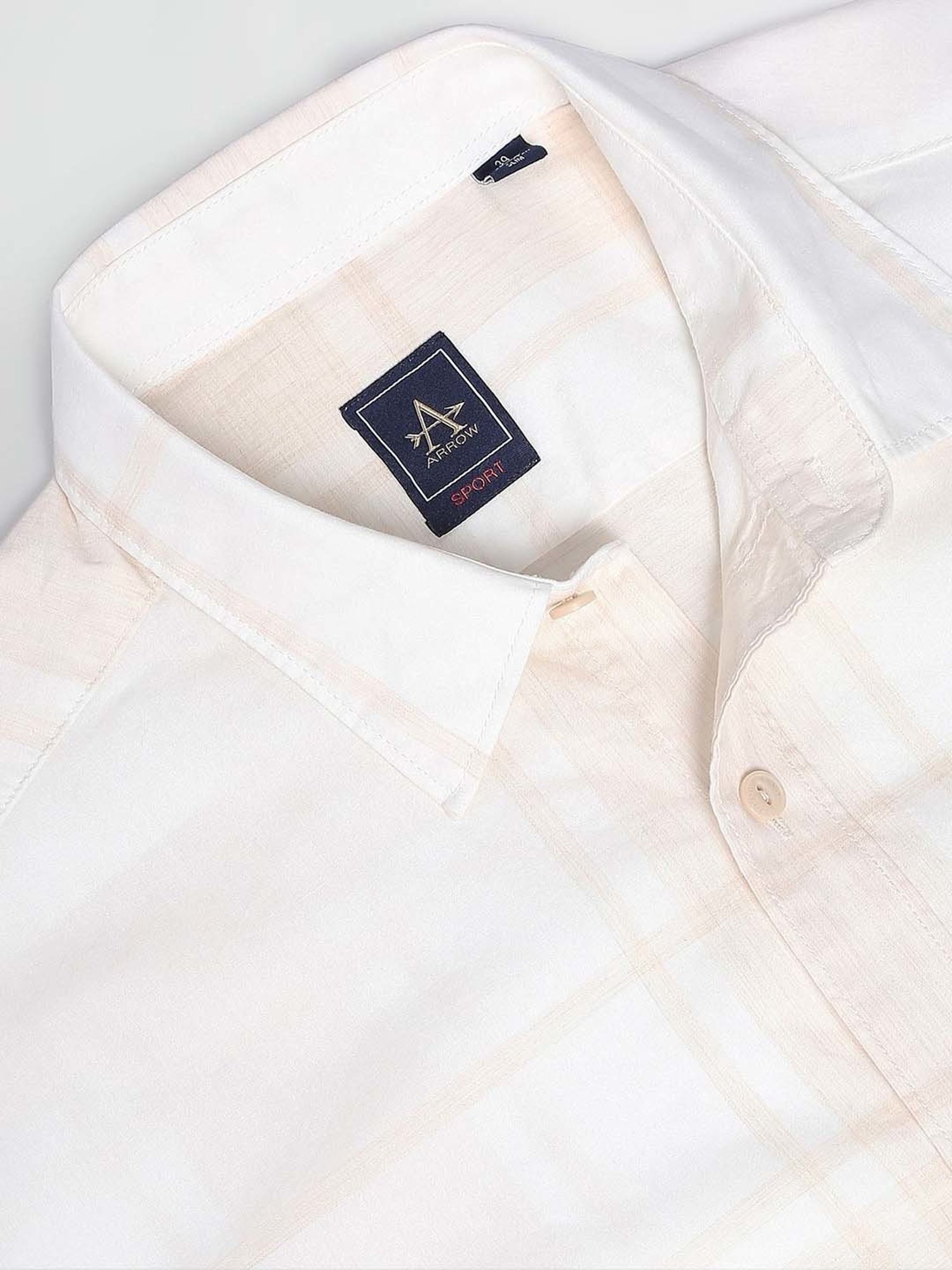 Arrow Light Beige Slim Fit Check Shirt