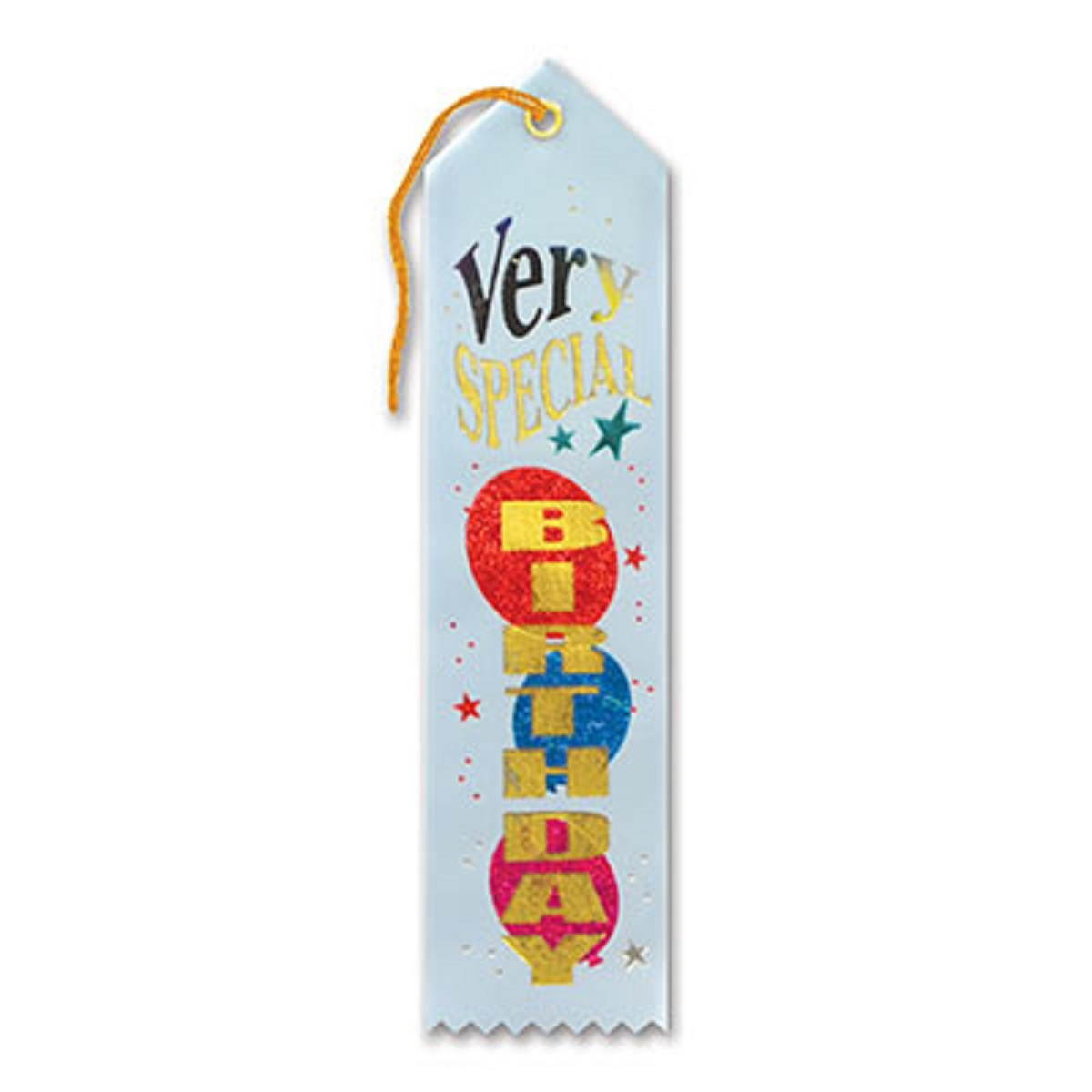 Pack of 6 Sky Blue "Very Special Birthday Award" School Award Ribbon Bookmarks 8"