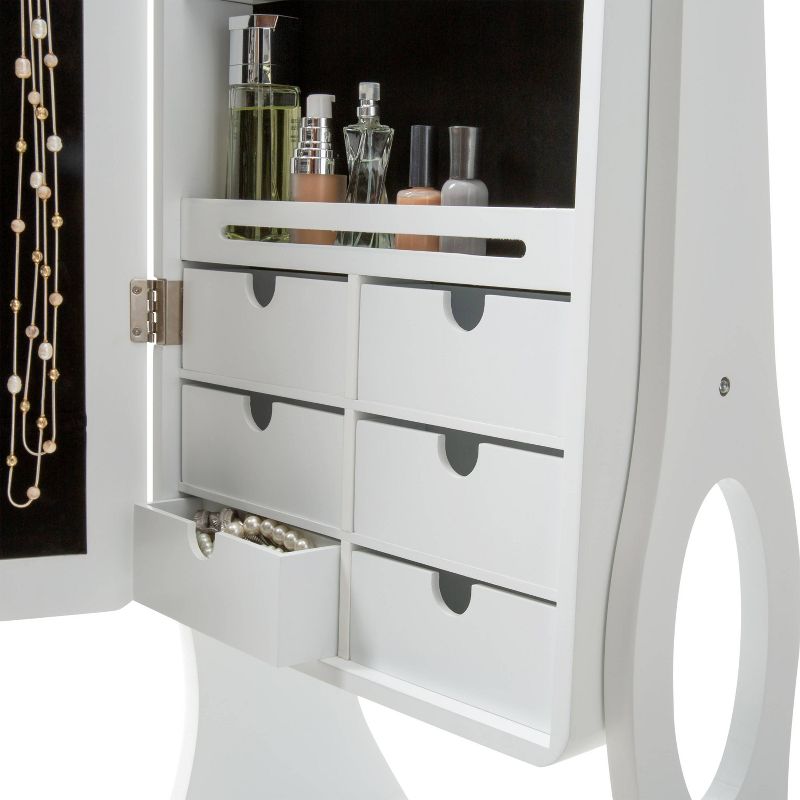 Ruby+Cash Mirrored Jewelry Armoire White
