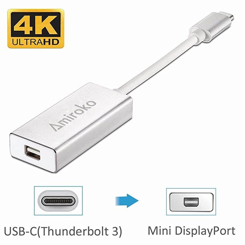 USB-C to Mini DisplayPort Adapter, USB 3.1 Type C (Thunderbolt 3) to Mini DP Adapter 4K Compatible with Lenovo T470, MacBook Pro to LED Cinema Display /Dell Monitor, etc - Silver