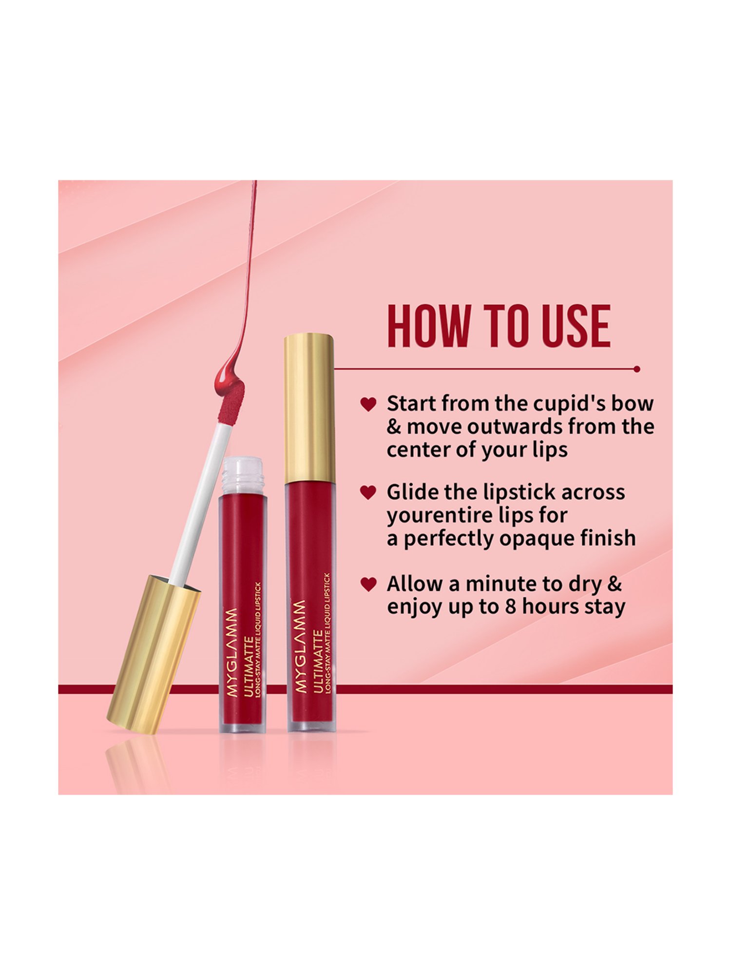 MyGlamm Ultimatte Long Stay Matte Liquid Lipstick Cherry Hottie - 2.5 ml