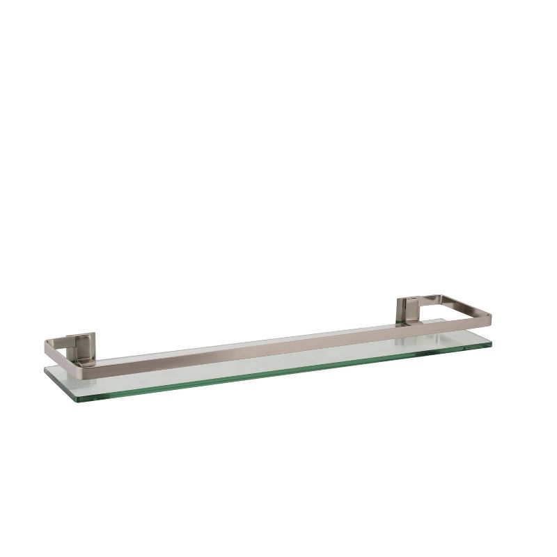 Glass Shelf with Metal Rail Nickel - Neu Home