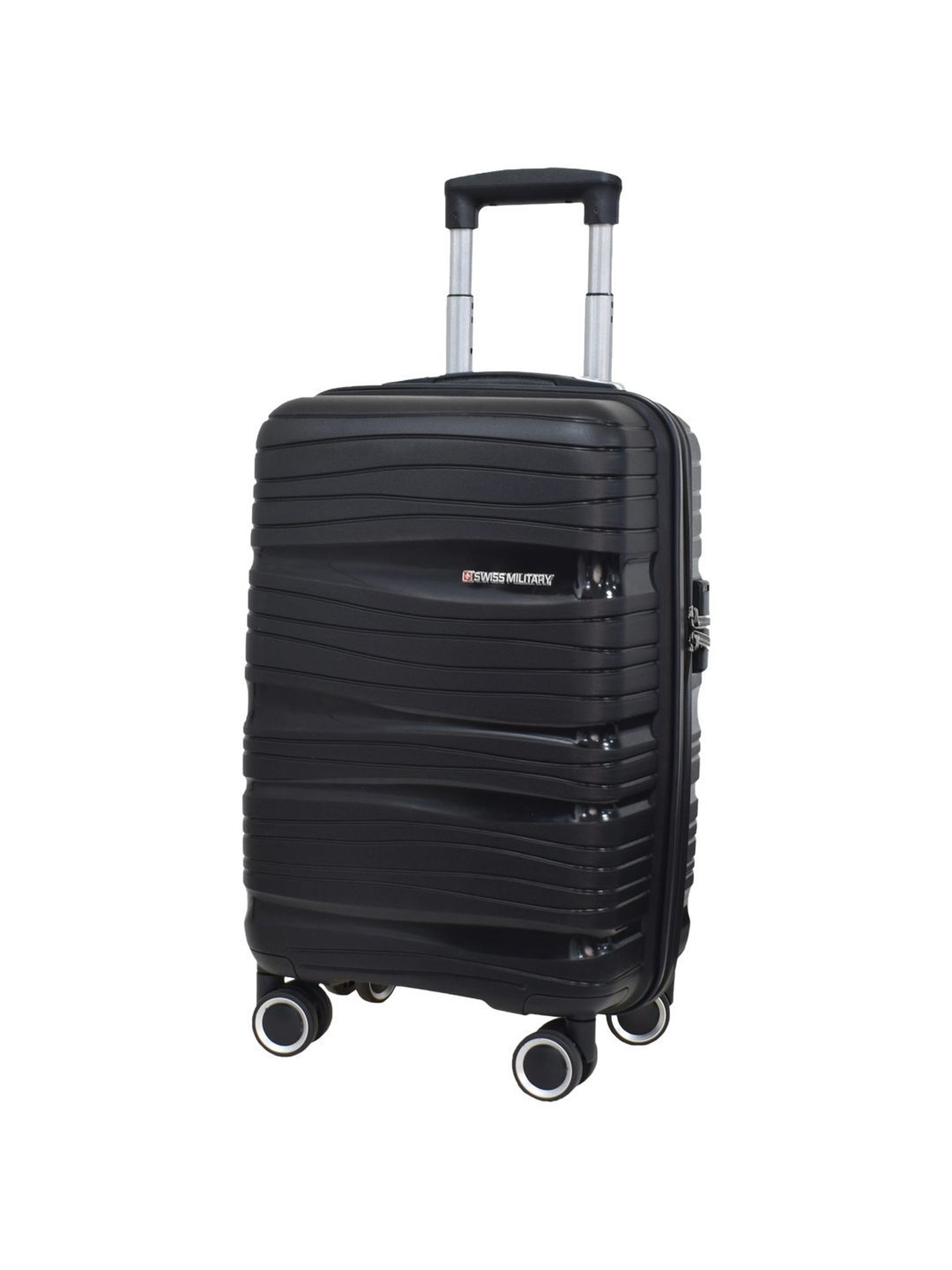 Swiss Military Black 8 Wheels Small Carry-On Luggage
