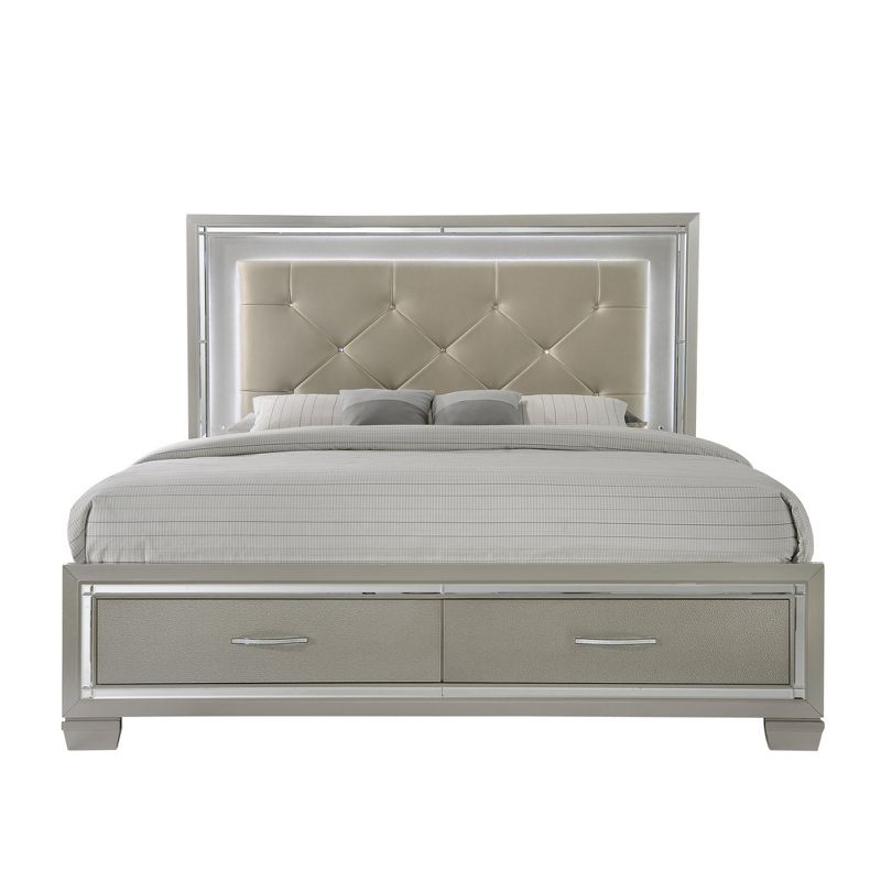 6pc King Glamour Platform Storage Bedroom Set Champagne - Picket House Furnishings