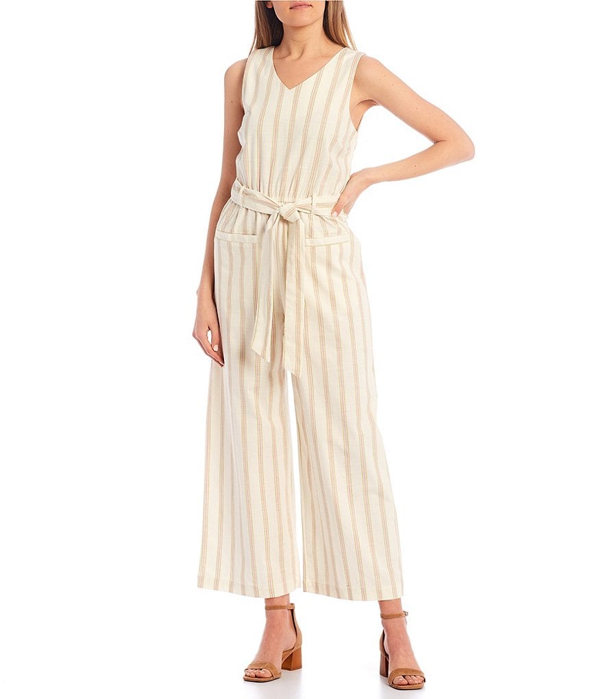 Copper Key V-Neck Stripe Jumpsuit