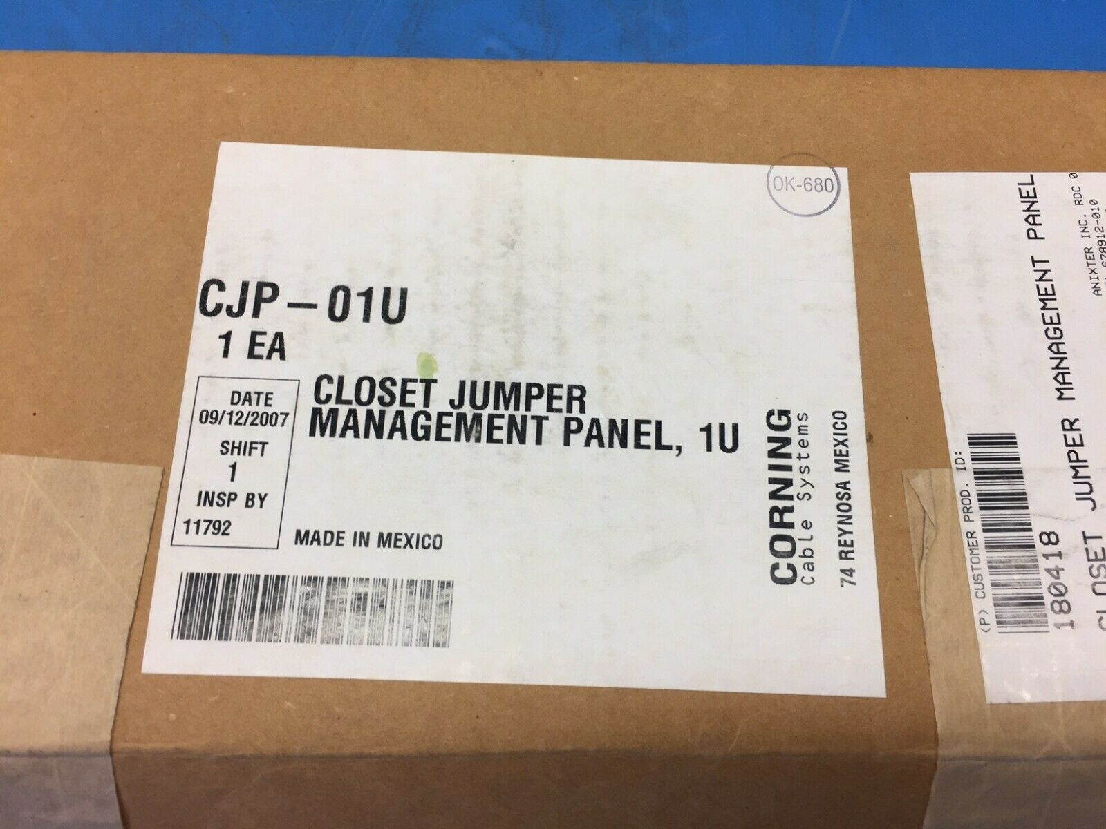 CORNING CJP-01U Closet Jumper Management Panel 1U