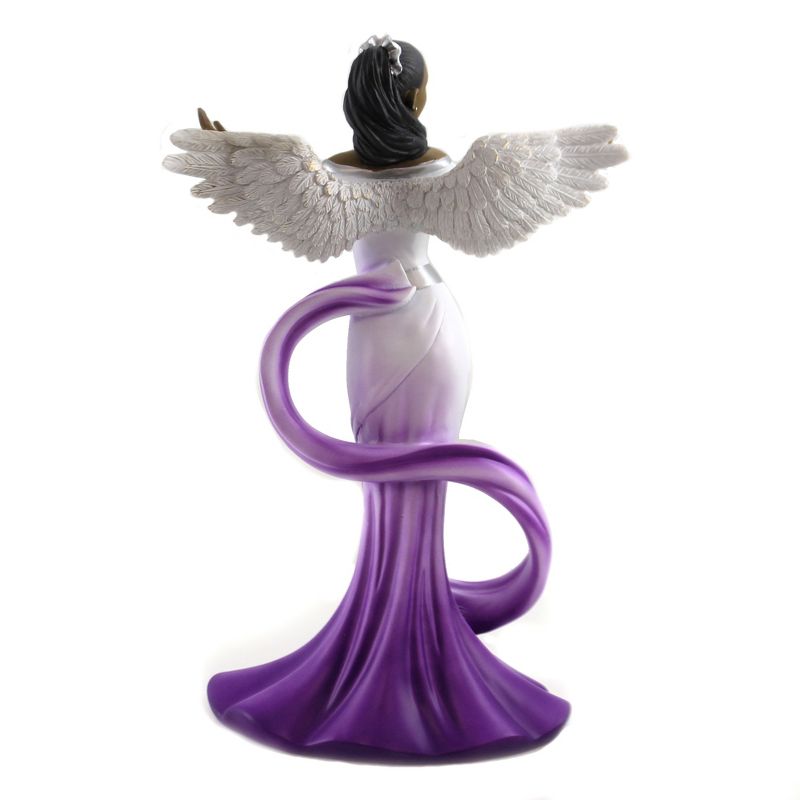 Black Art 11.5" Angel With Purple Sash Wings Religious  -  Decorative Figurines