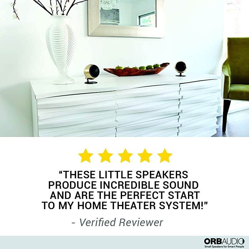 Mod1 Round Stereo & TV Speakers - Two Pack - Compact Stereo Speakers - True Audiophile Reproduction - Easy to Hide - Ability To Upgrade Anytime